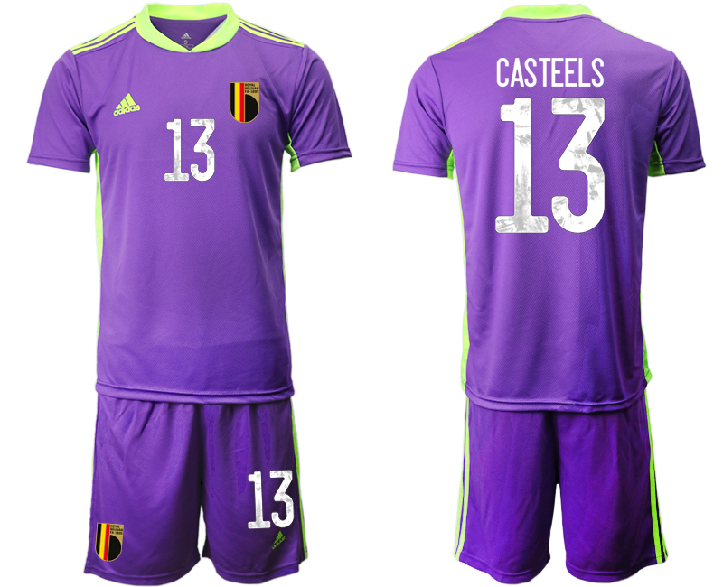 Men 2021 European Cup Belgium purple goalkeeper #13 Soccer Jerseys1